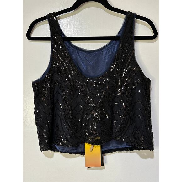 Le Superbe Supremes Cami Tank Size Small NWT Black Deco Sequins Lace Dressy - Picture 8 of 11